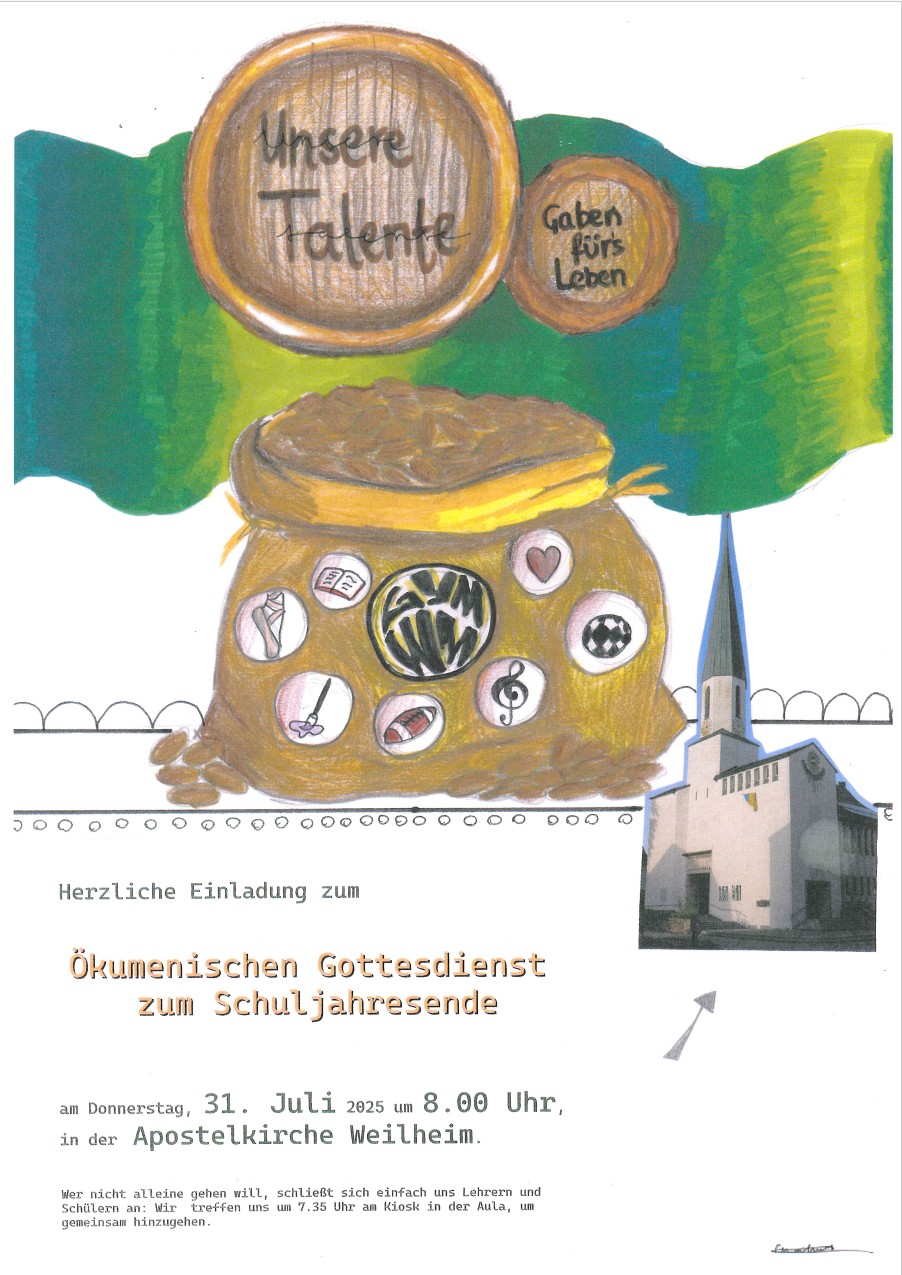 Zu sehen ist das Plakat der Einladung zum Schulgottesdienst.