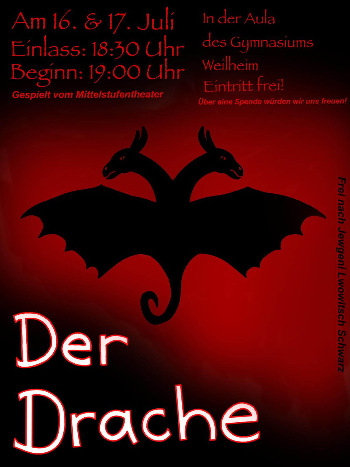 Plakat für das Theaterstück „Der Drache“