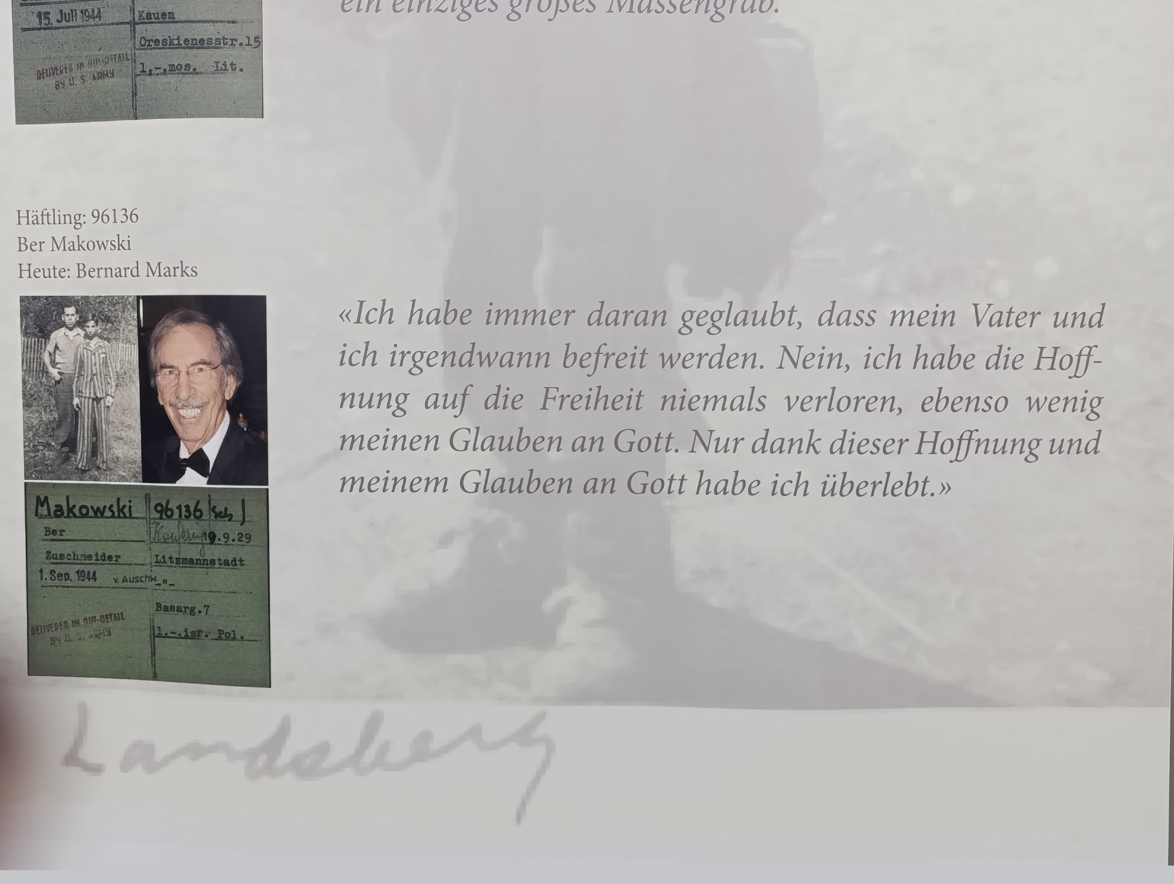 Zu sehen ist ein Exponat der Welfenkaserne, ein Zitat von Ber Malowski